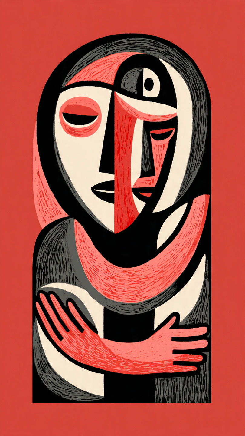 Folk Art Abstract Hug for all