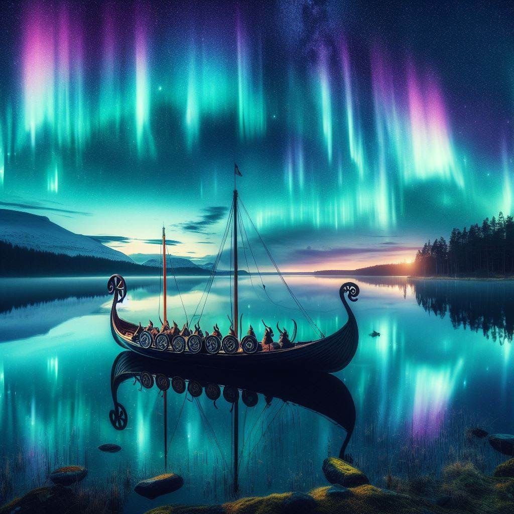 Northern Lights, Some with Viking Ships, a Series