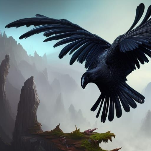 Shiny black raven