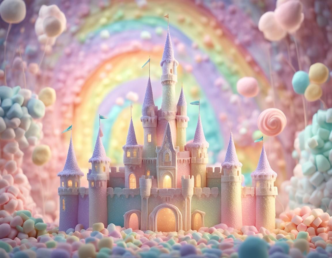 Whimsical Candy Castle in Pastel Digital Art