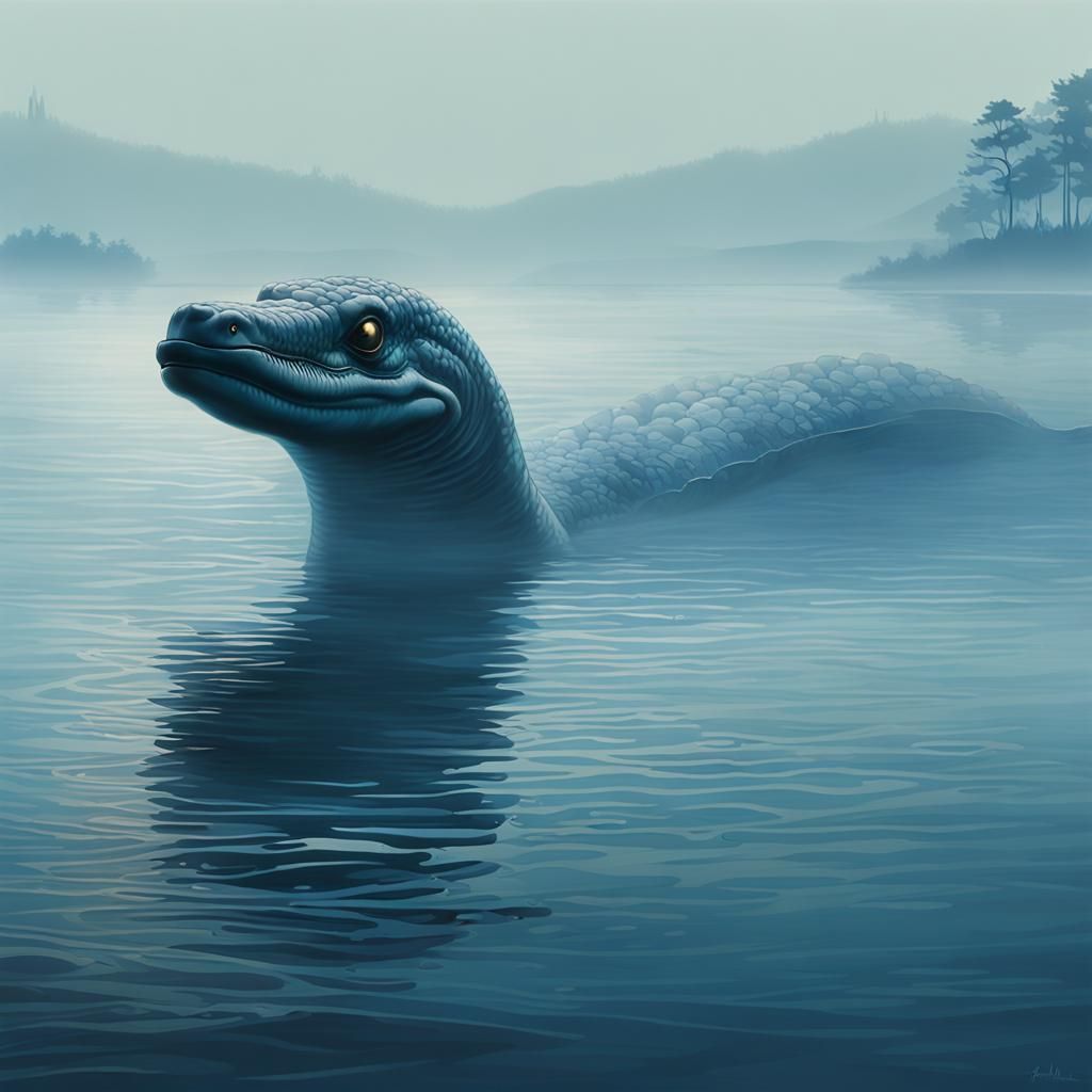 Loch Ness Monster Emerges in Art Nouveau Style