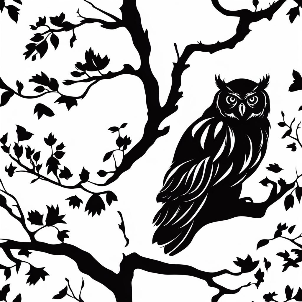 Silhouette of an owl in tree. - AI Generated Artwork - NightCafe Creator