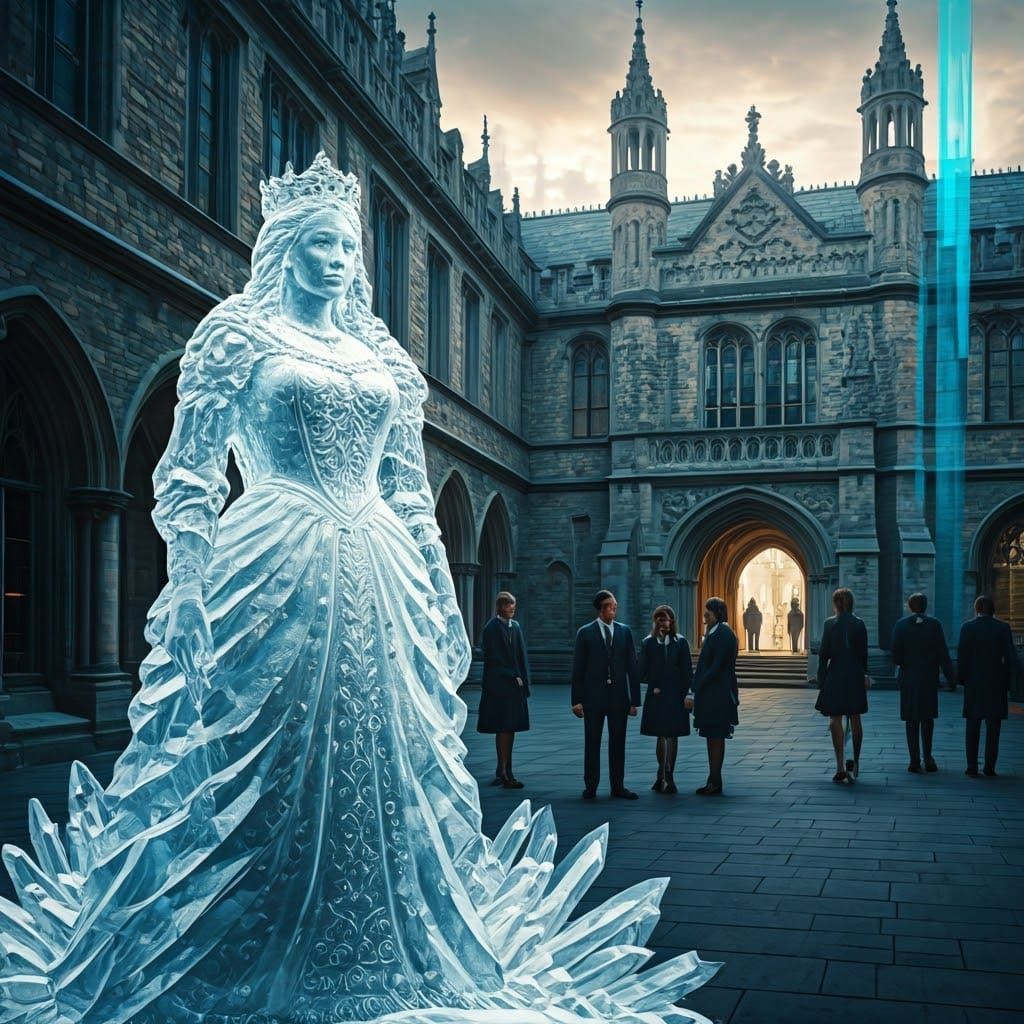 A HYPERDETAILED IMAGE OF A QUEEN WITH A SCEPTRE IN HER HAND SCULPTURE