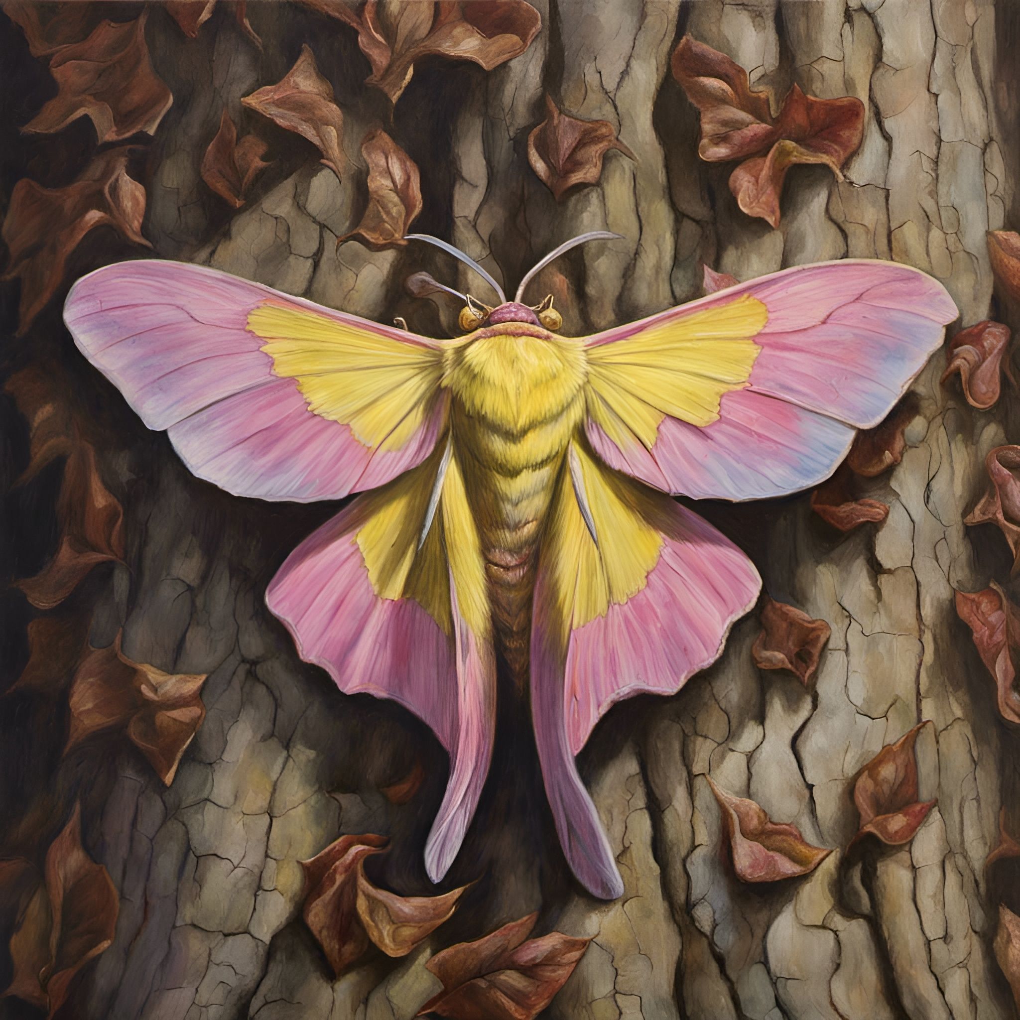 Rosy Maple Moth - AI Generated Artwork - NightCafe Creator