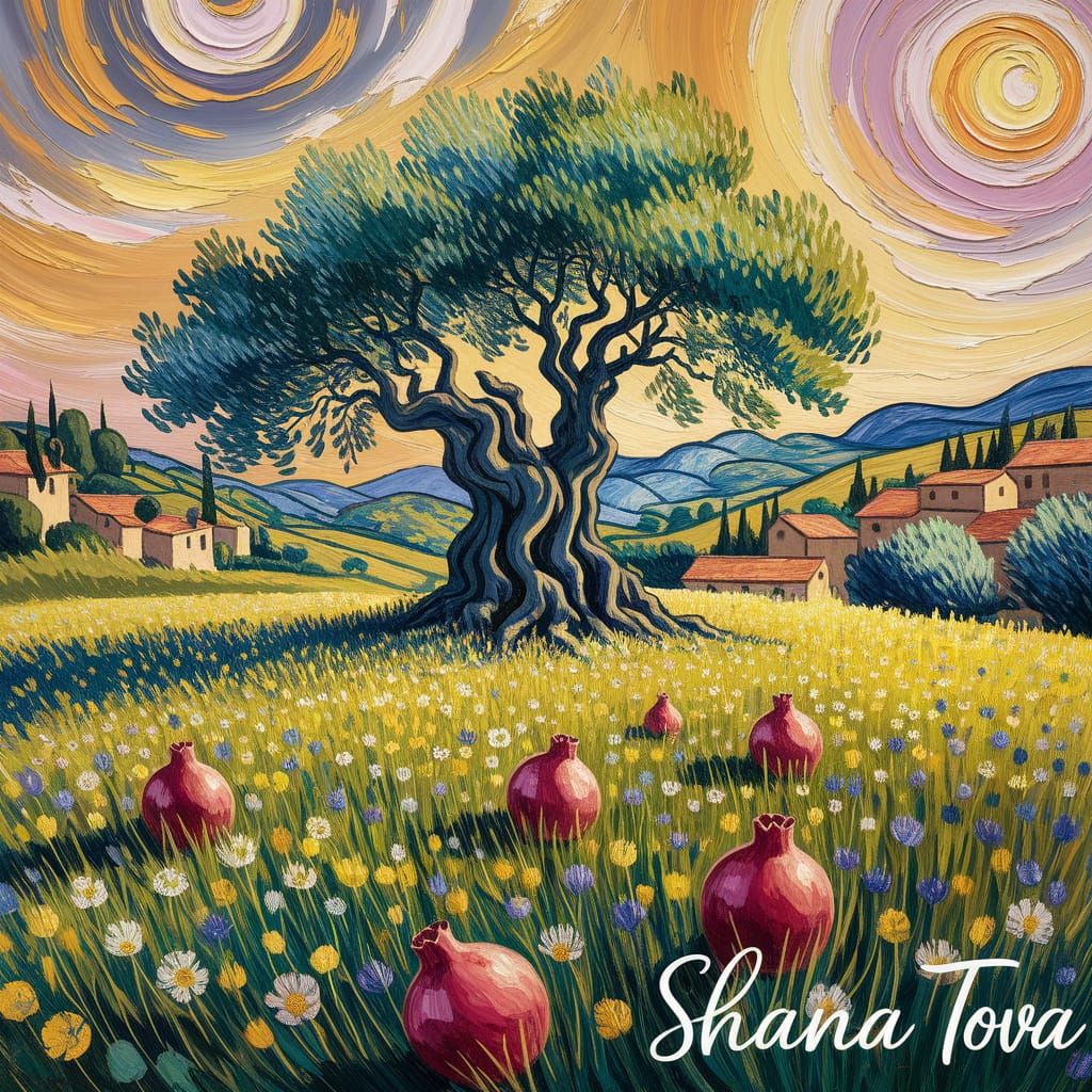 Ancient Olive Tree in Golden Hour Field