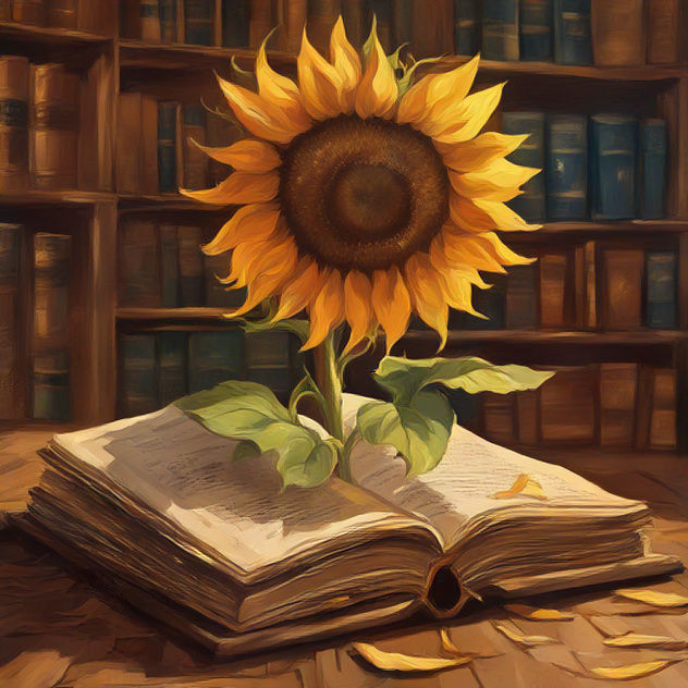 Hier bin ich, sprach die Sonnenblume und kletterte aus dem Buch.