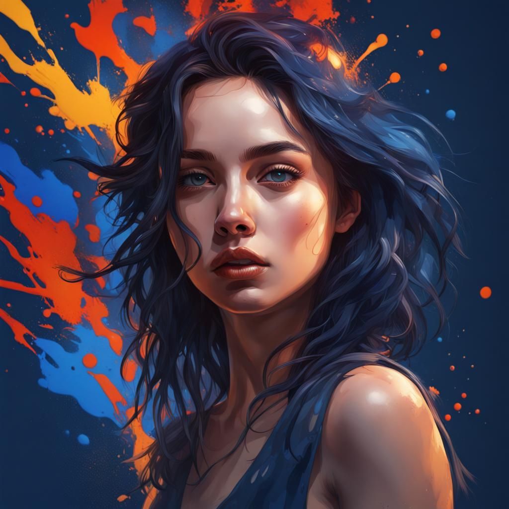 pretty girl dark blue