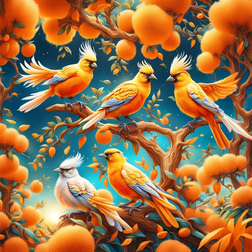 Sunlit Serenade: Surreal Summer Birds