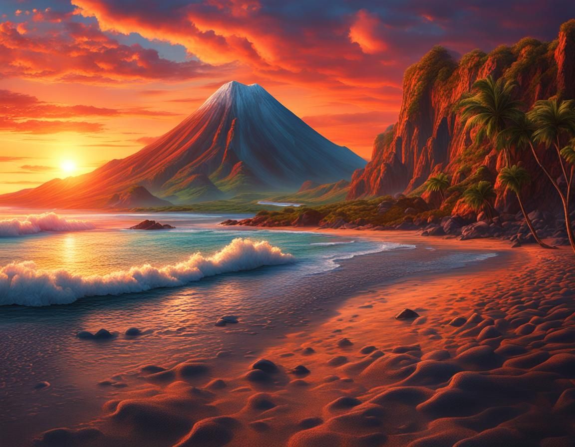 Tropical Paradise Sunset  by @Ploctoclip