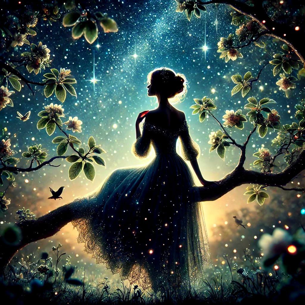 Silhouetted starry sky beauty