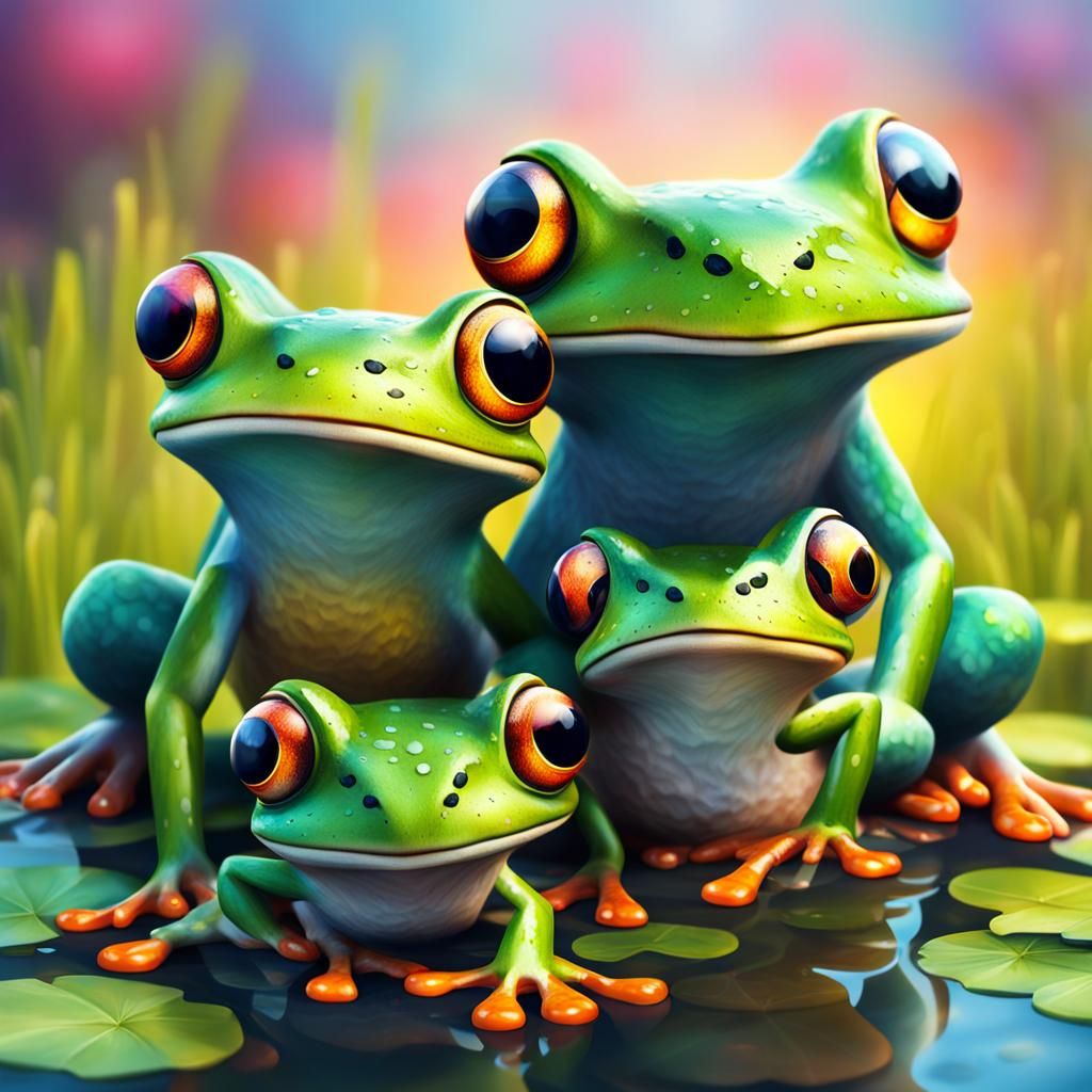 Family of Frogs - AI Generated Artwork - NightCafe Creator