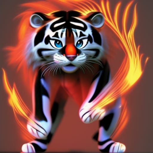 cute red tiger made of fire - AI Generated Artwork - NightCafe Creator