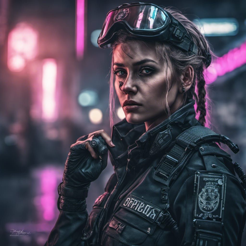 Cyberpunk female cop v2