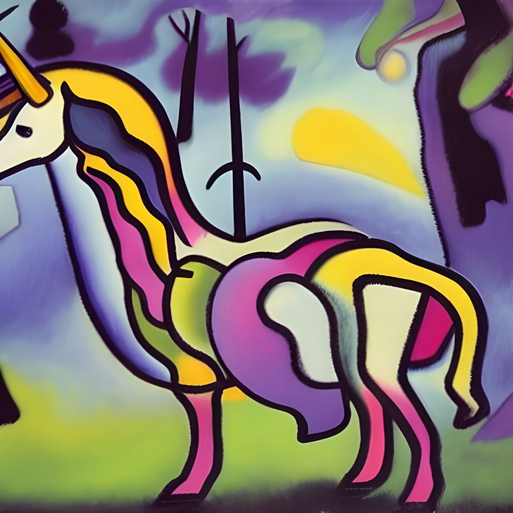 Unicorn in a forest by Kandinsky