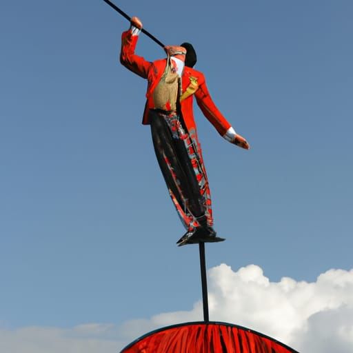 Circus ringmaster presents death defying stunt