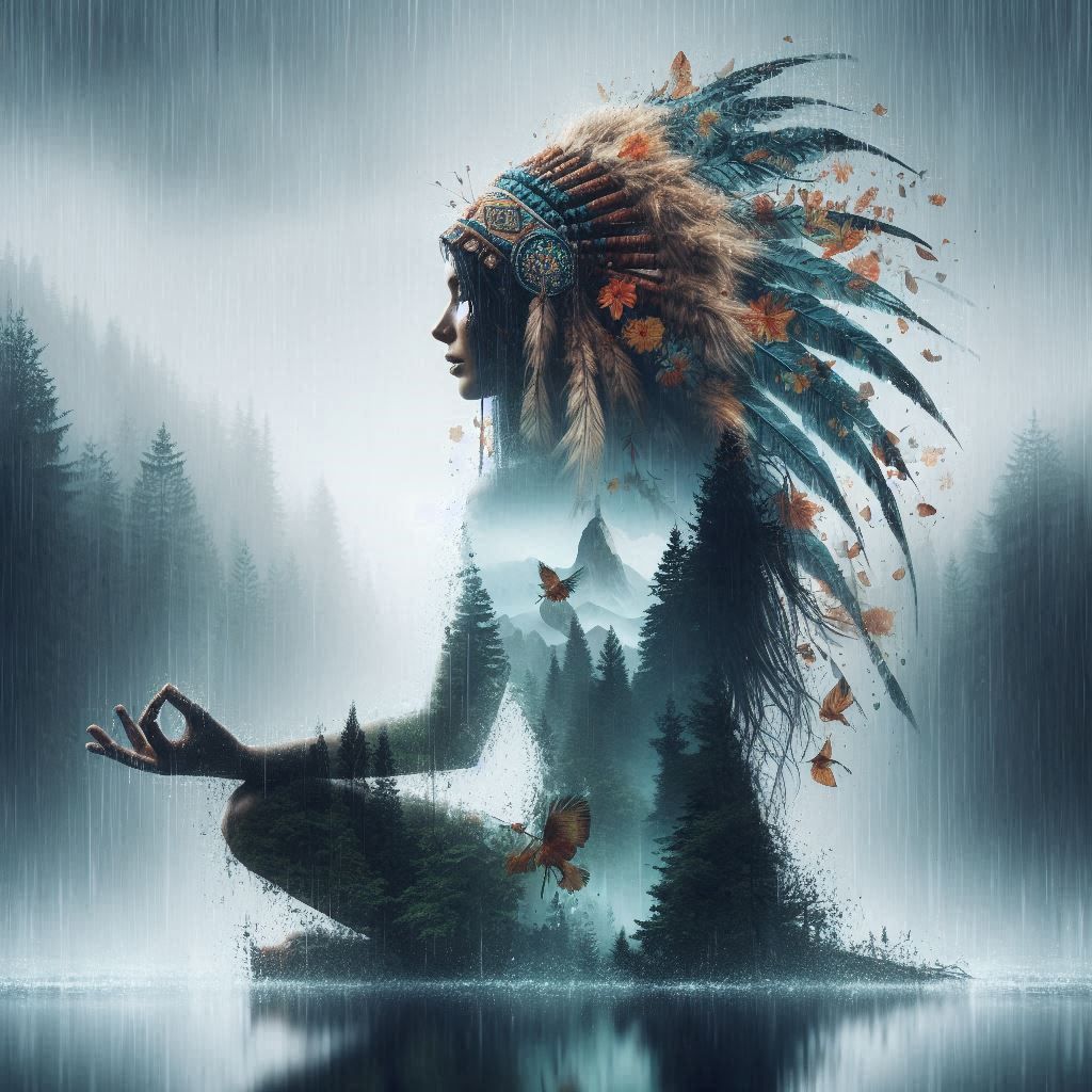 double exposure beautiful fantasy DALL-E 3 portrait landscap...