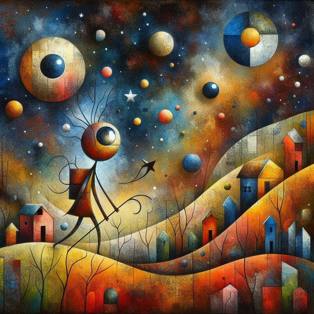 Distressed Tactile Abstraction: Surreal whimsical painting, ...