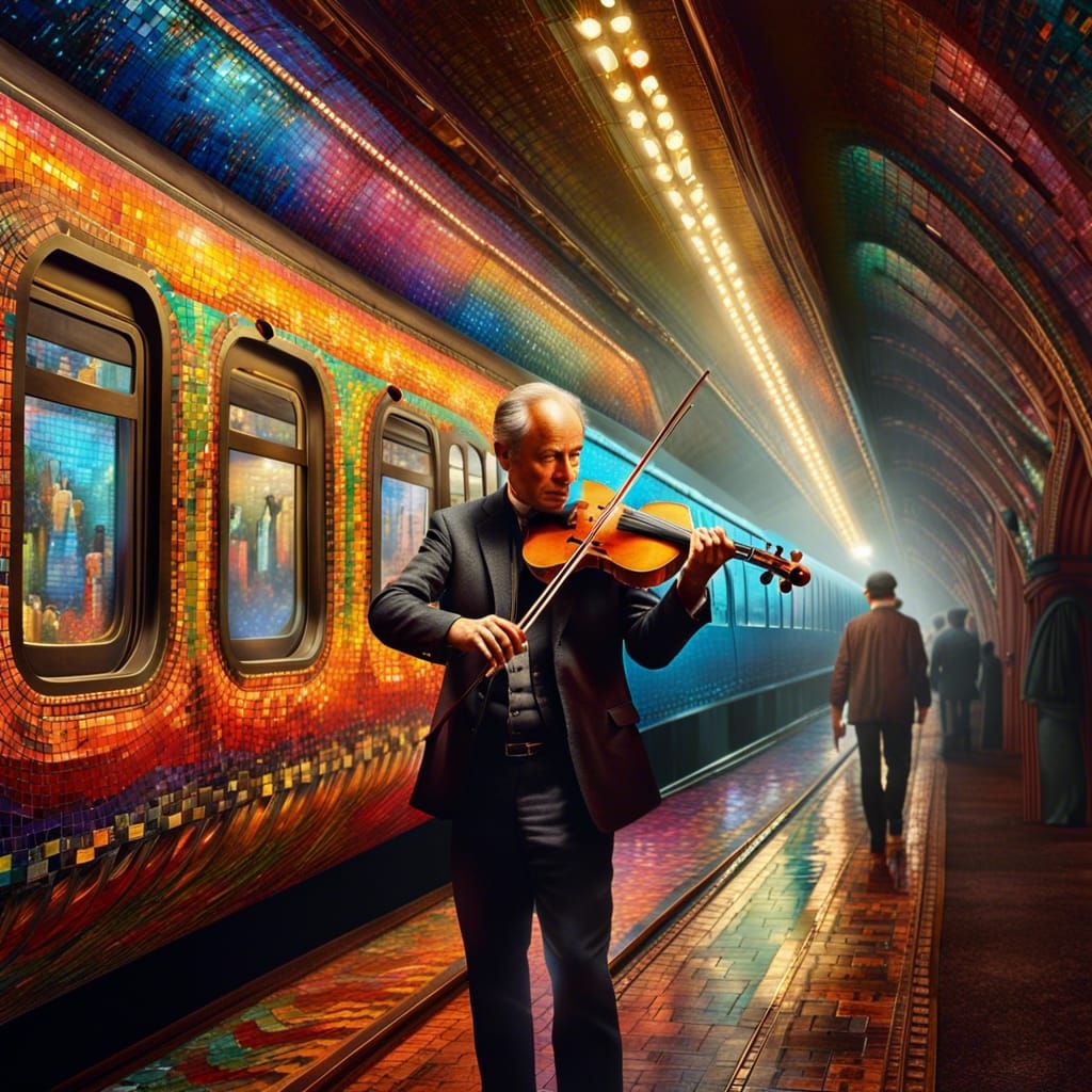 Mosaic underground subway scene  by @AcesPath