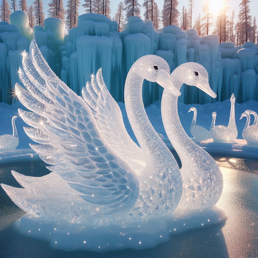 Ice Swans - AI Generated Artwork - NightCafe Creator