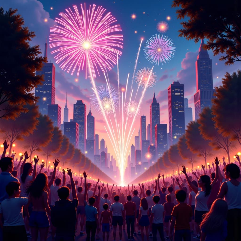 <lora:Firework Spectacular:1.0> for "new year 2026" detailed matte painting, deep color, fantastical, intricate detail, splash screen, compl...