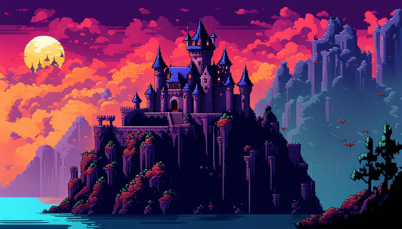 Dark Castle Pixel Art  by @VoidSparkles