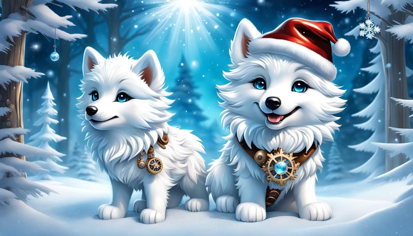 Steampunk Christmas Wolves - Ai Generated Artwork - Nightcafe Creator