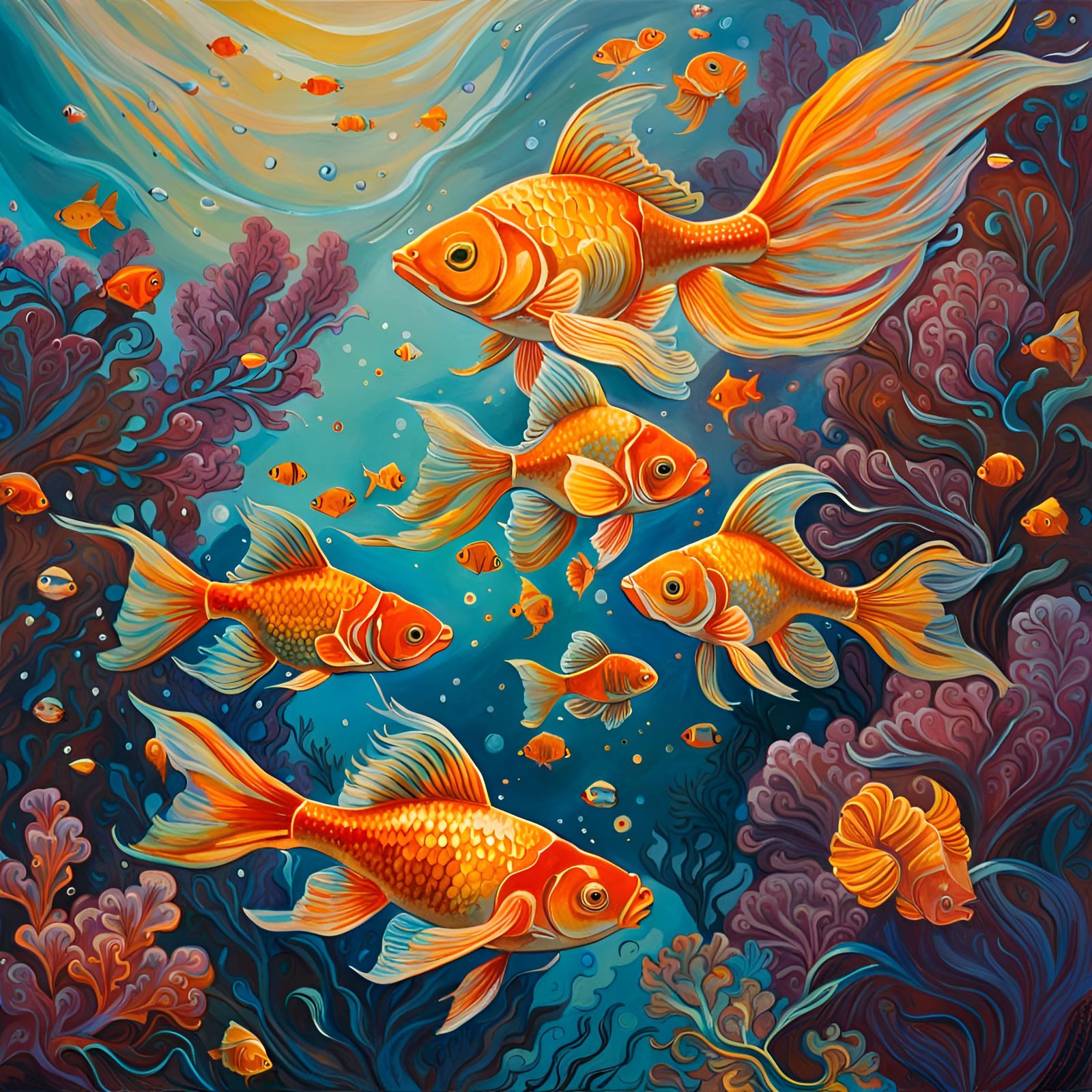 goldfish in a mystical sea - AI Generated Artwork - NightCafe Creator