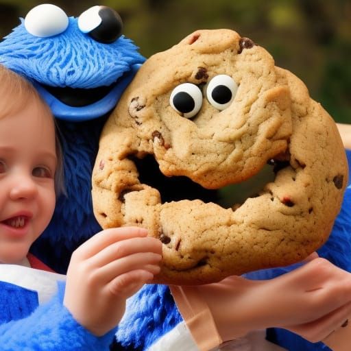 the cookie monster cant keep hands out of the cookie jar