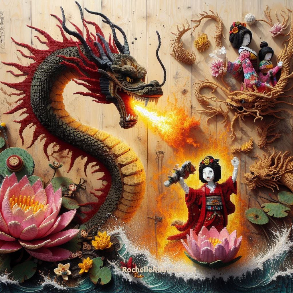 Geisha and a Dragon V - Lego Art