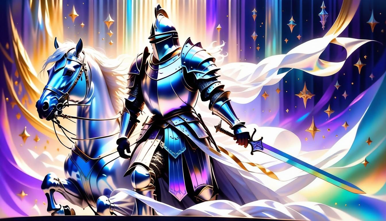 Knights in white satin fantasy iridescent