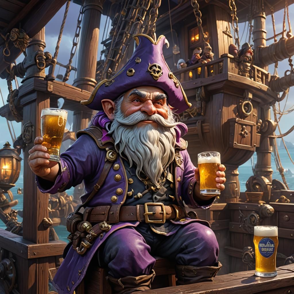 gnome pirate cheers - AI Generated Artwork - NightCafe Creator