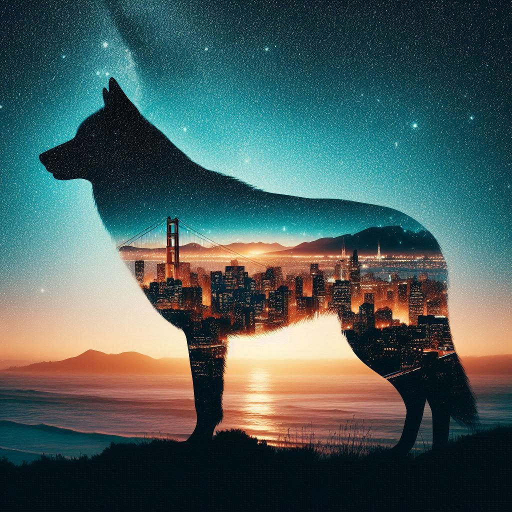 double exposure beautiful fantasy DALL-E 3 portrait landscape..