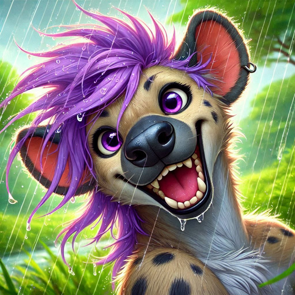 Hyena in the rain