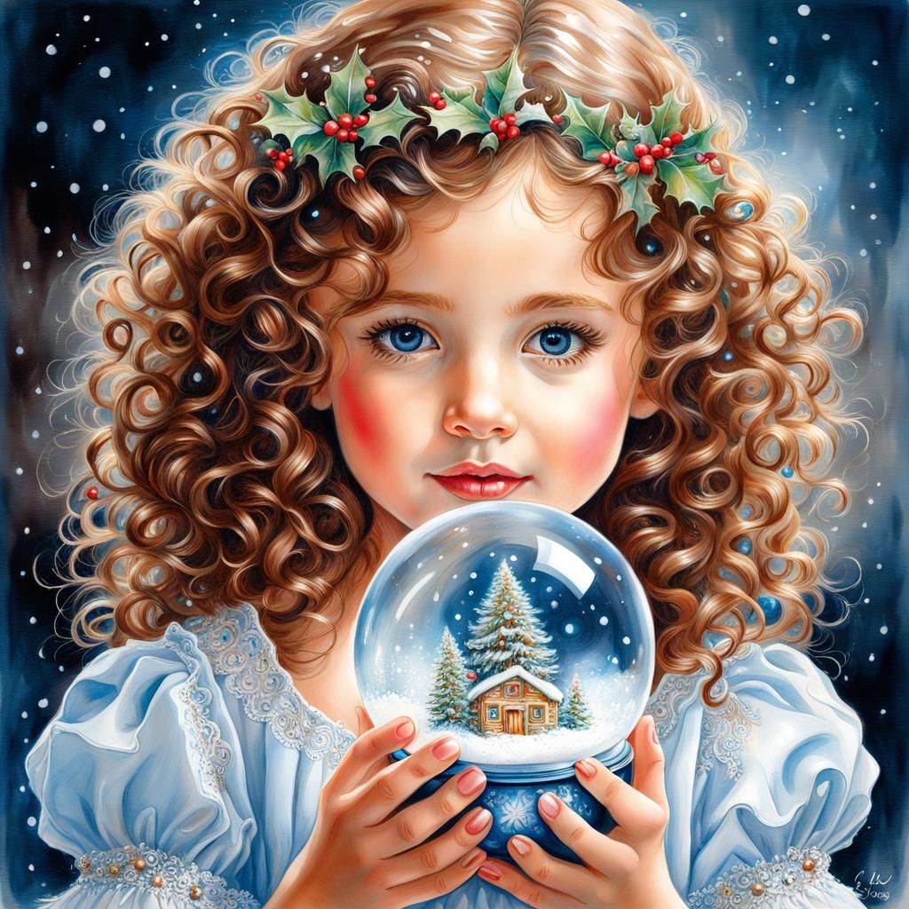 Christmas Girl with her Snowglobe AI Generated Artwork NightCafe Creator