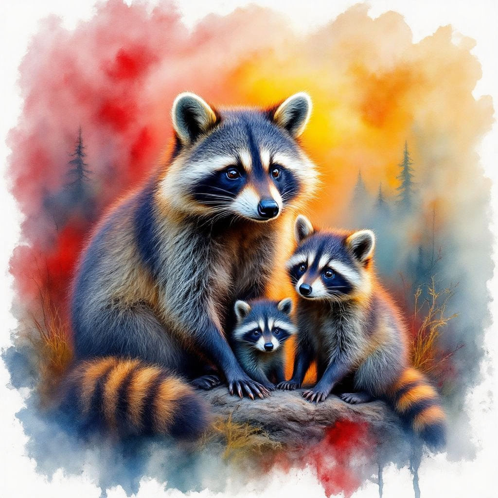 Raccoon and family #1