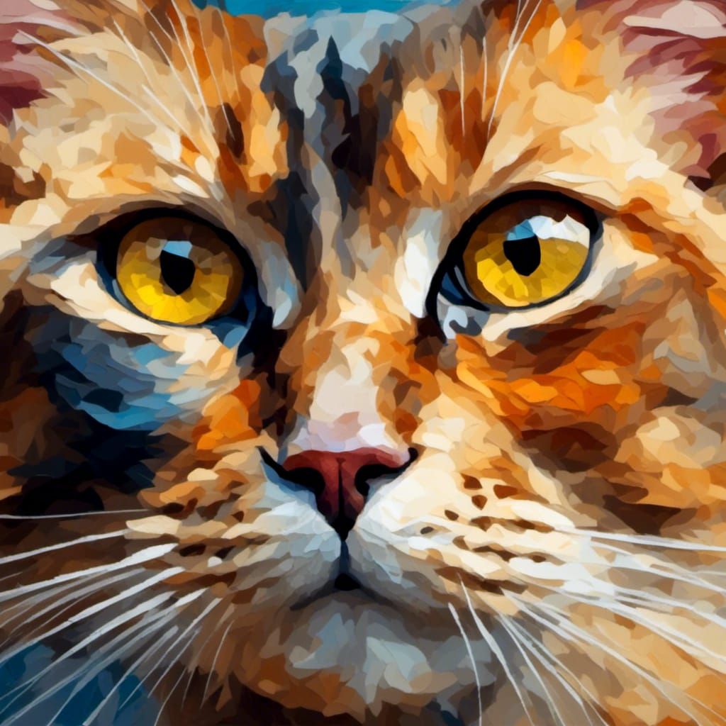Abstract Impressionist Portrait of a Burmese Cat