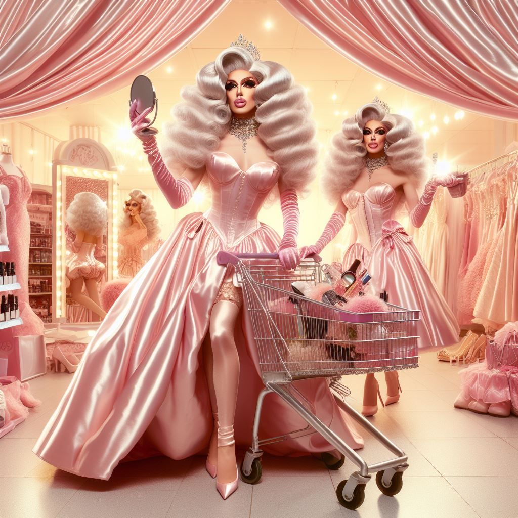 Satin Wonderland of Sissy Dresses and Wigs and Gloves and Ma...