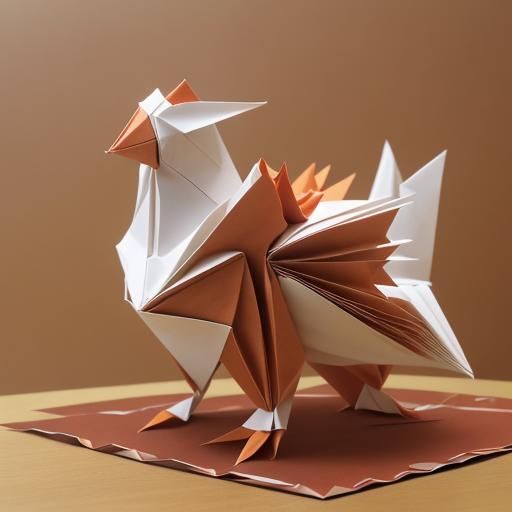Origami turkey folded from brown postal wrapping paper is Th...
