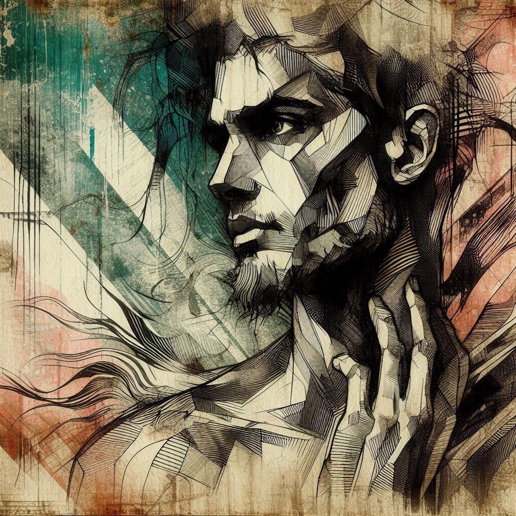 Rough and artfully sketch of a young man