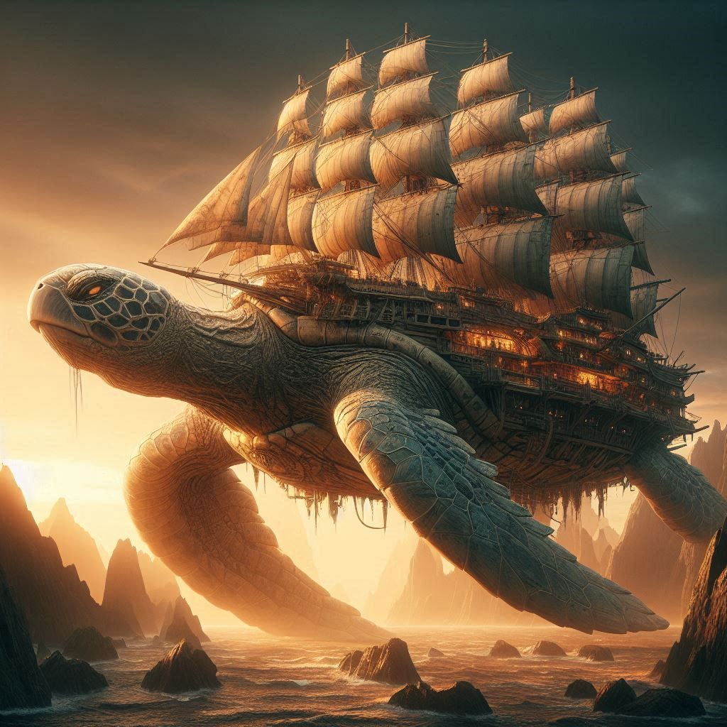 Turtle under full sails