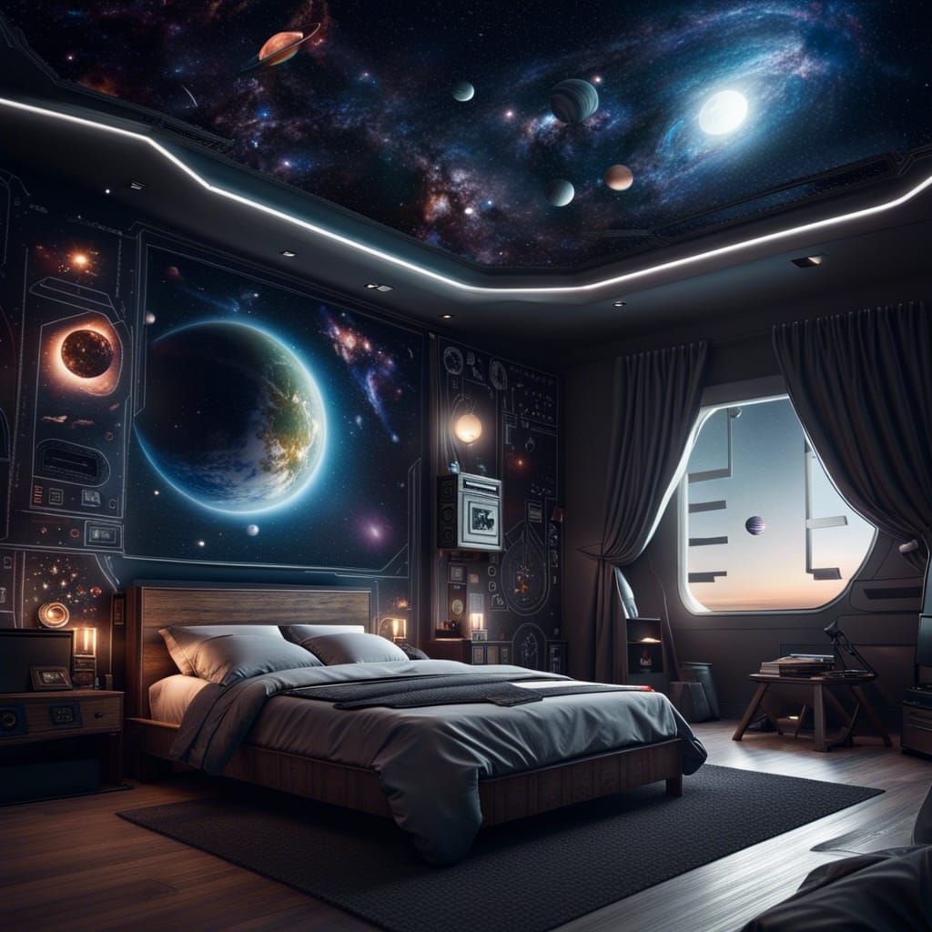 Space Themed Bedroom  by @Beep