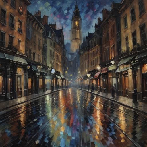 <lora:nature sparkles:1.0> <lora:Impressionist City:1.0> Cit...