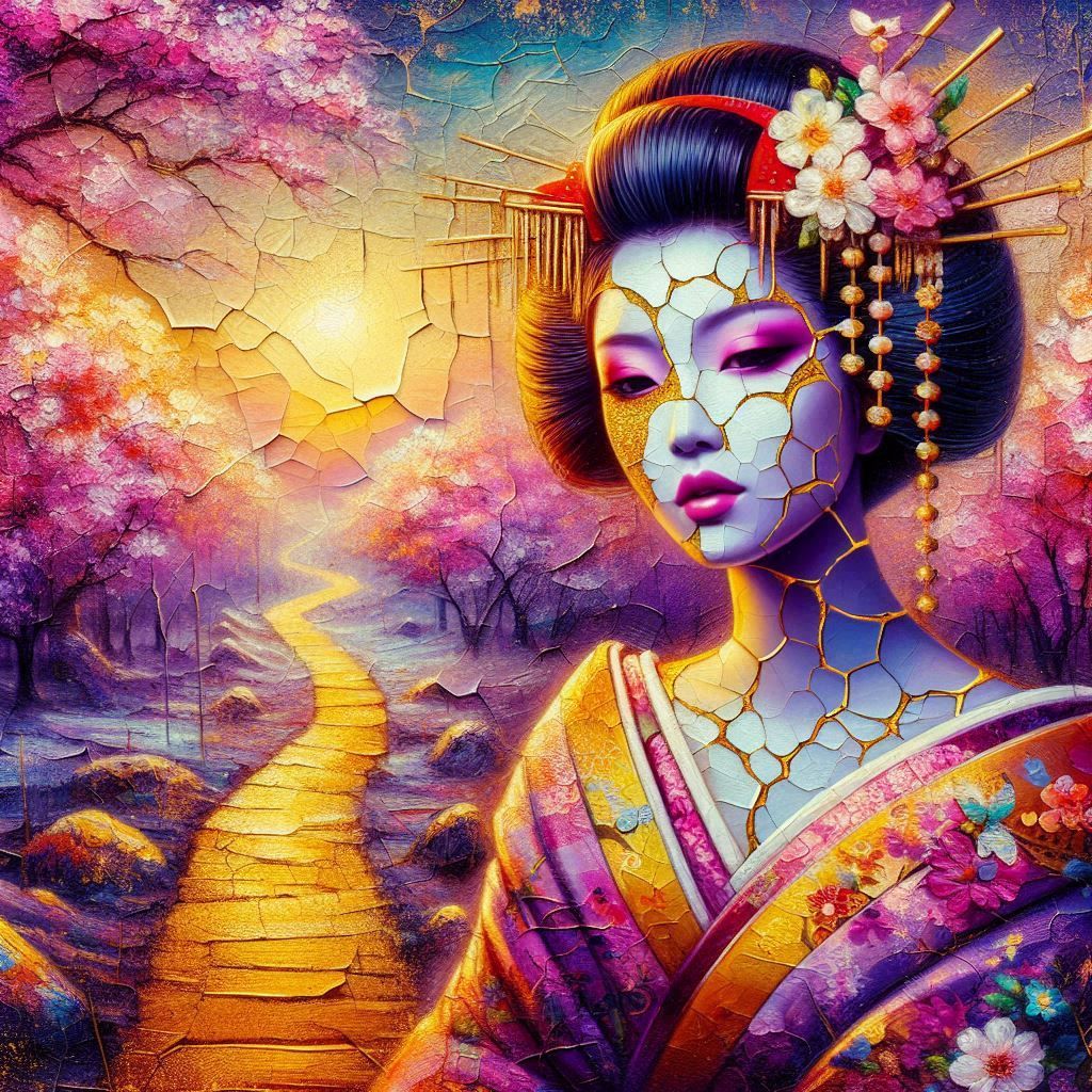 Geisha on a pathway