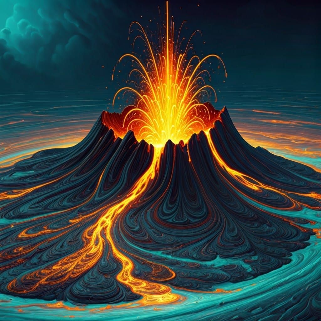 Underwater Volcanic Eruption in Rothko-Inspired Style