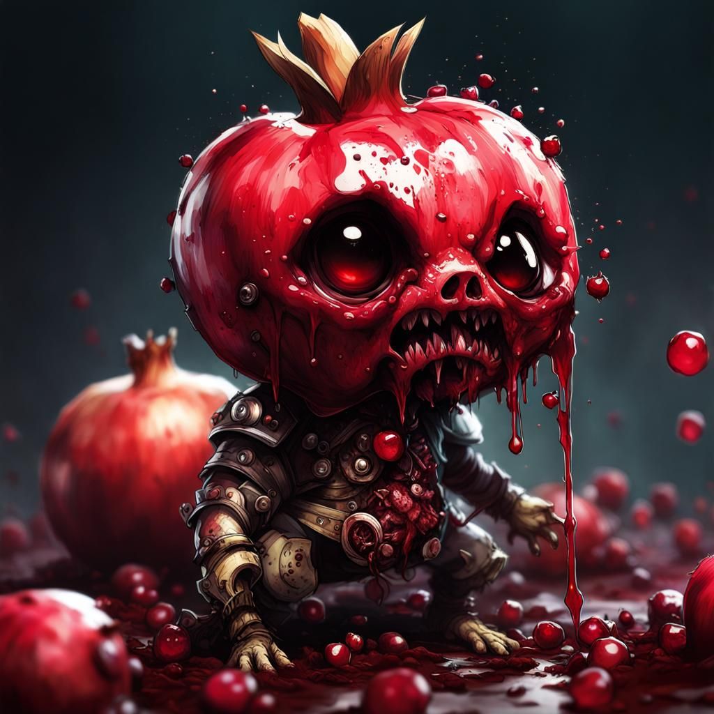 Chibi Zombie Pomegranate.  by @Keeg