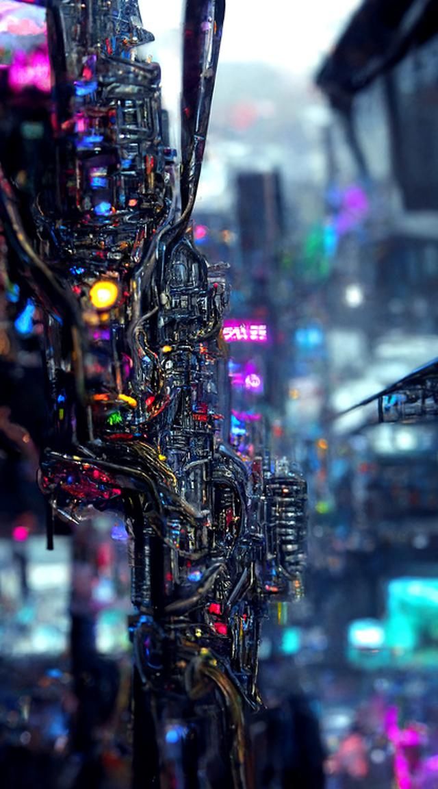 Detailed alien cyberpunk futuristic city