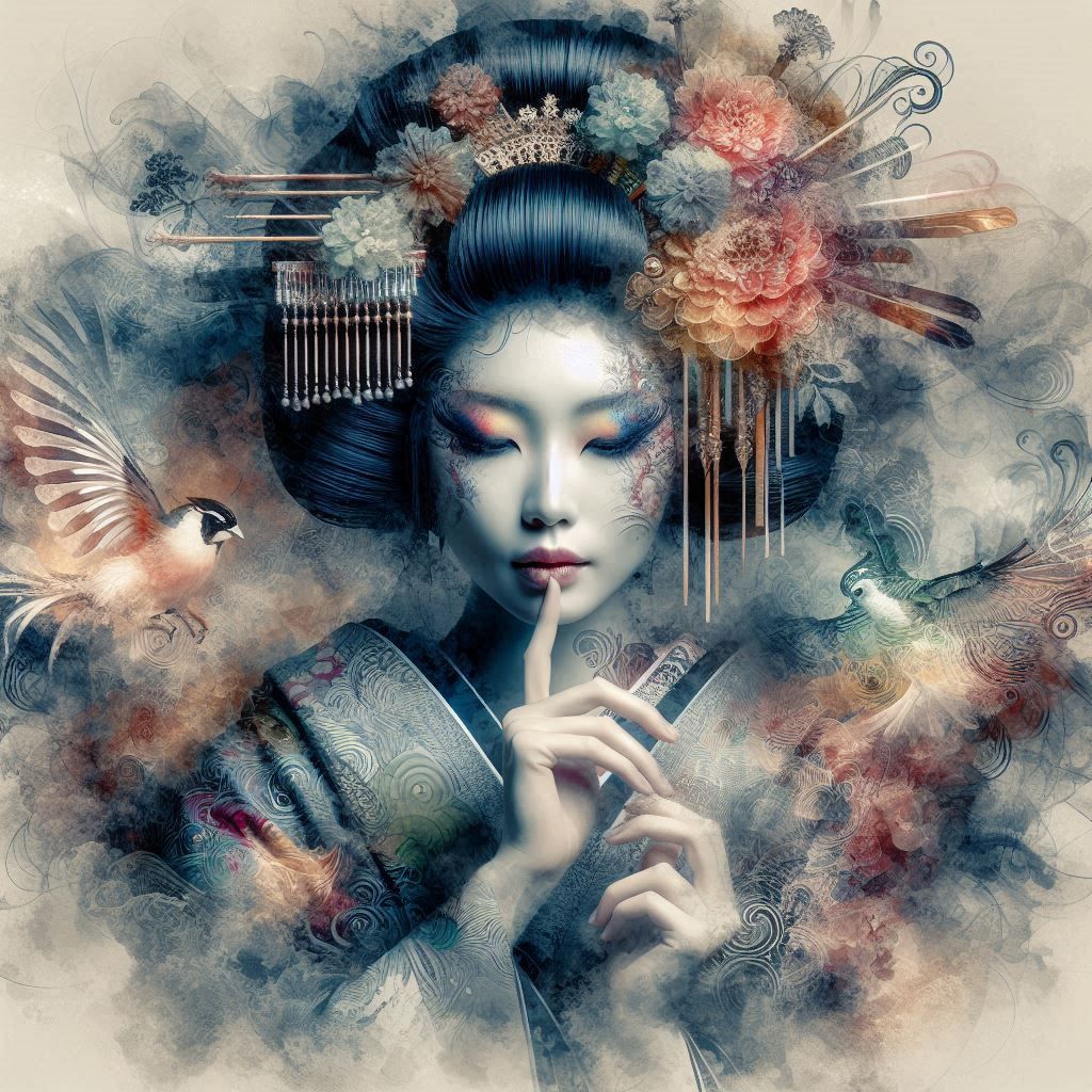 double exposure beautiful fantasy DALL-E 3 portrait landscape..