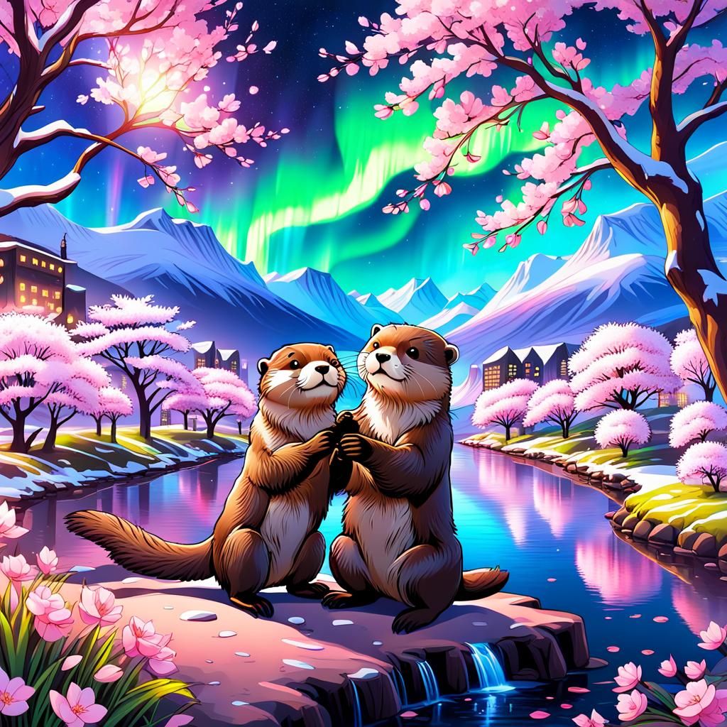 otters together