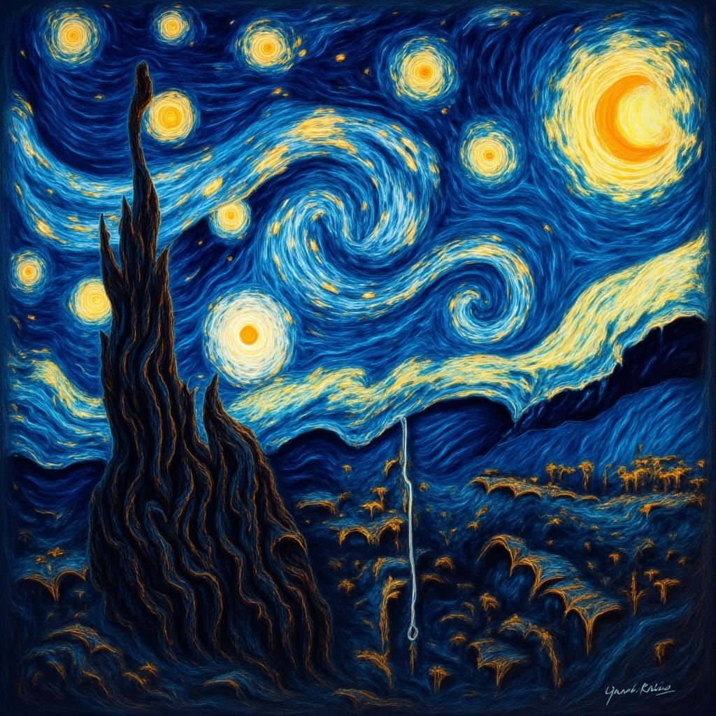 <lora:Dark Voodoo:1.0> starry night by pablo picasso