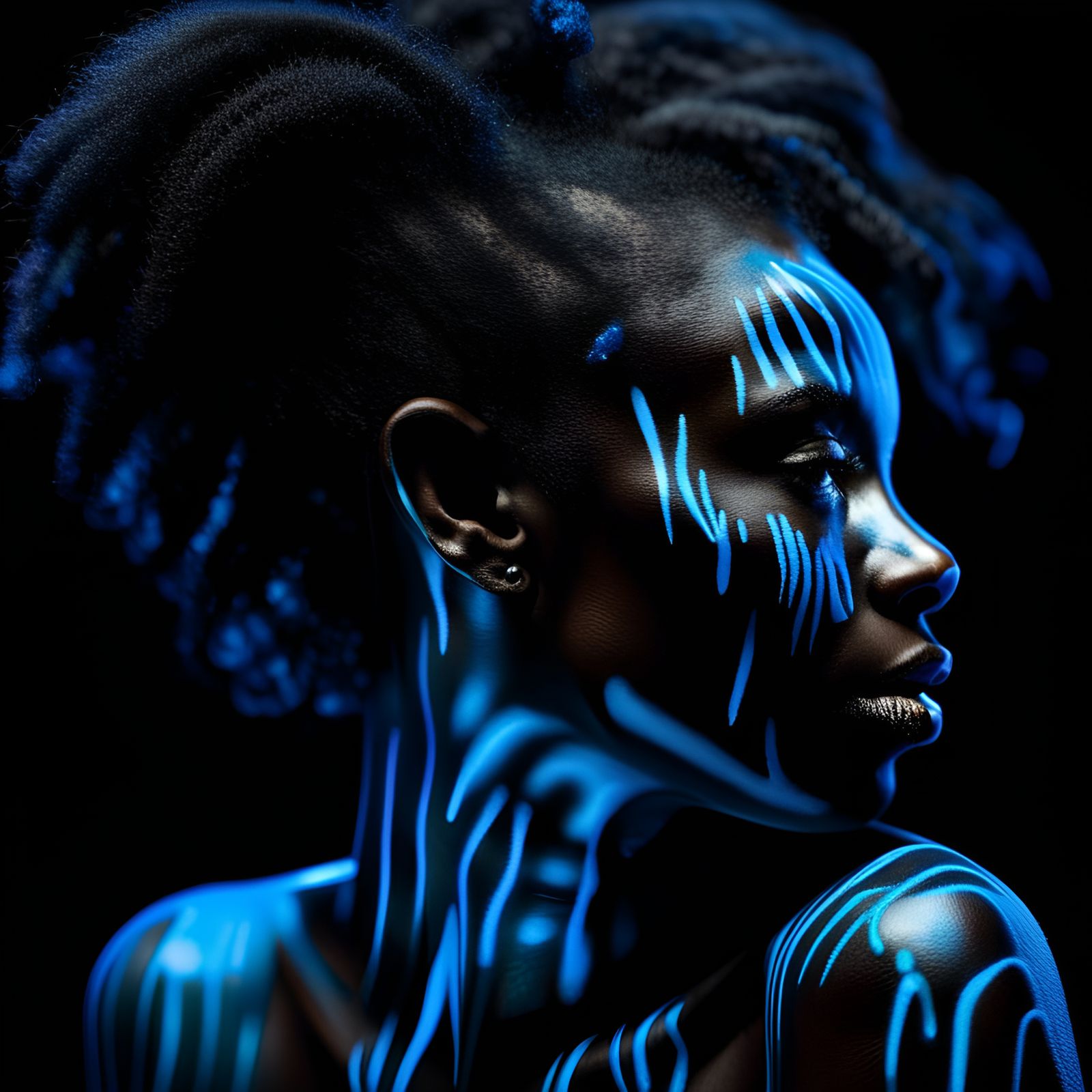 Black Light Paint Portrait in Blue  by @JenniferOcious